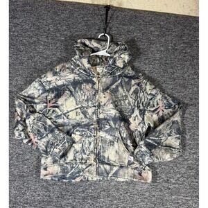 Akimbo Realtree Edge Camo Full Zip Hoodie Fleece Lined Mens Small Brown Grey